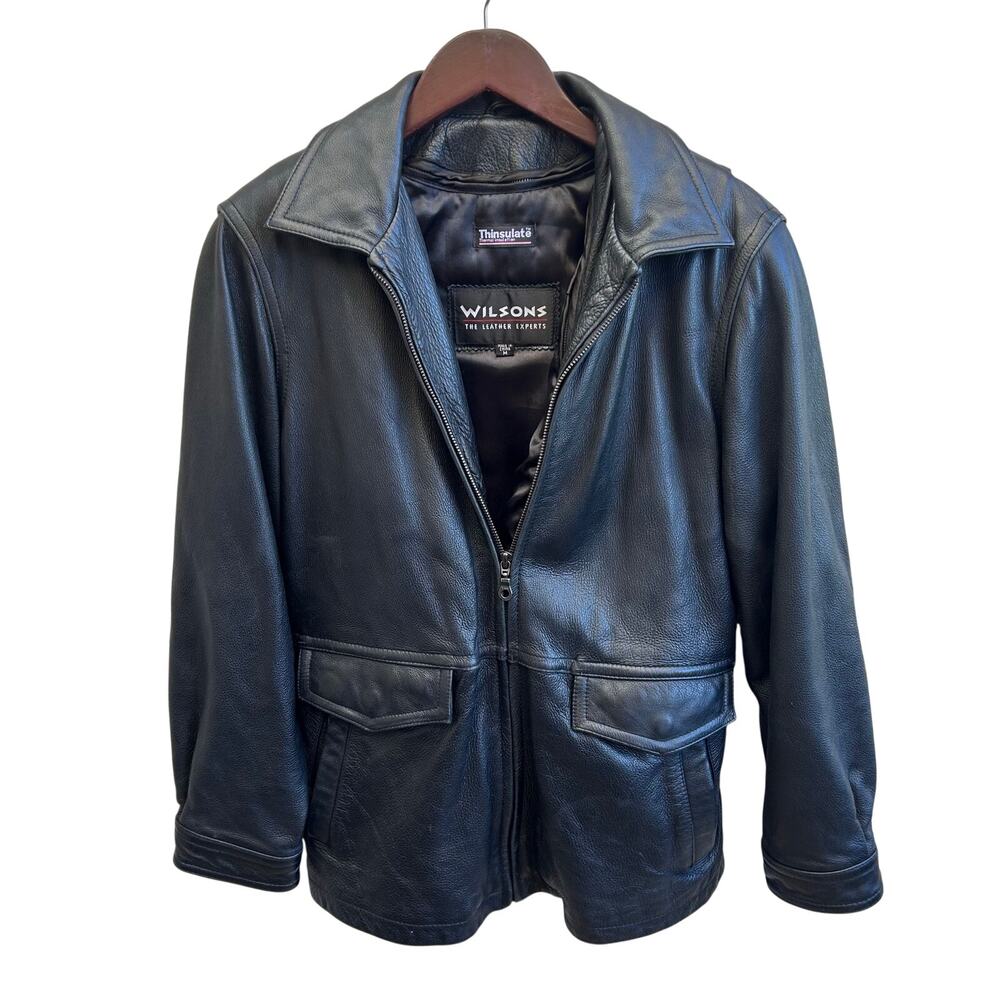 Wilsons Black Leather Zip-Front Jacket for Women